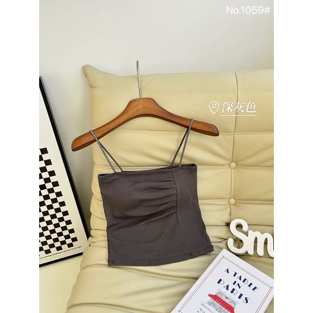 Glitter Ruched Padded Crop Camisole