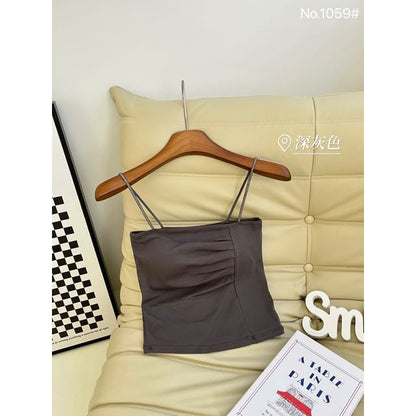 Glitter Ruched Padded Crop Camisole