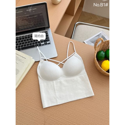 Cutout Padded Crop Camisole with V-Neck
