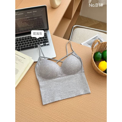 Cutout Padded Crop Camisole with V-Neck