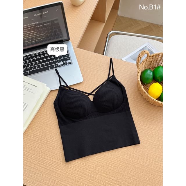 Cutout Padded Crop Camisole with V-Neck