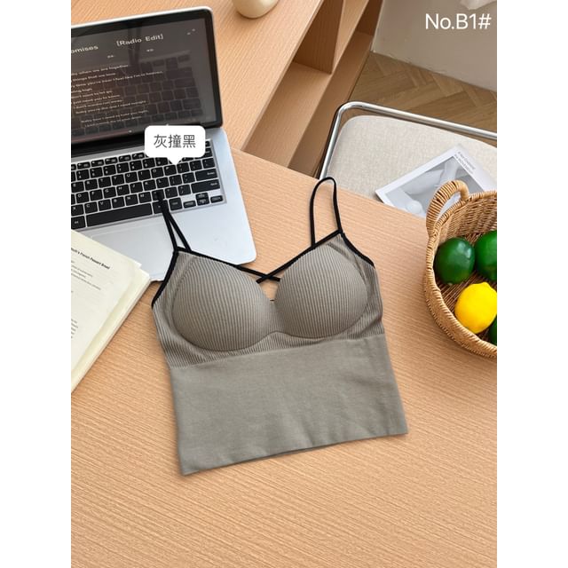 Cutout Padded Crop Camisole with V-Neck