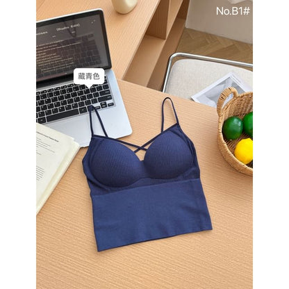 Cutout Padded Crop Camisole with V-Neck