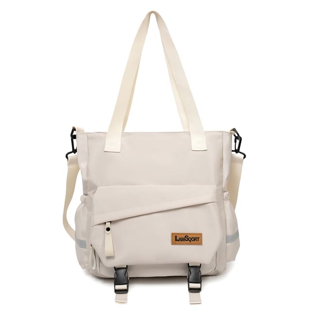 Buckle Panel Crossbody Tote Bag