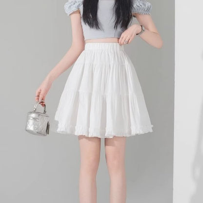 Tiered Frill Mini A-Line Skirt High-Waisted