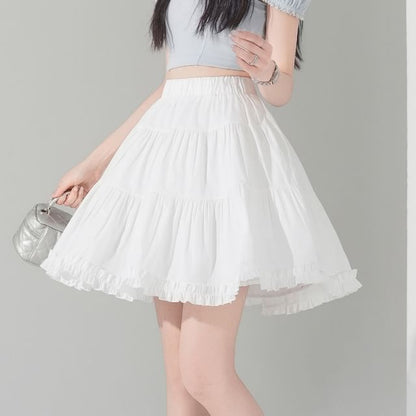 Tiered Frill Mini A-Line Skirt High-Waisted