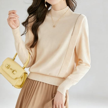 High Neck Long-Sleeve Minimalist Sweater