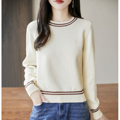 Striped Crew Neck Long-Sleeve Sweater