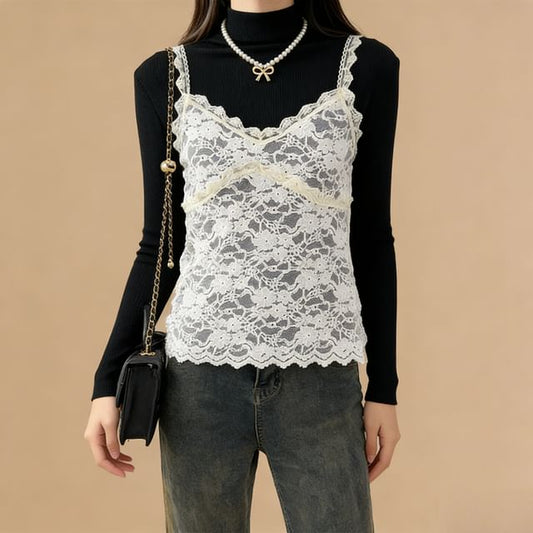 Lace Panel Camisole Top