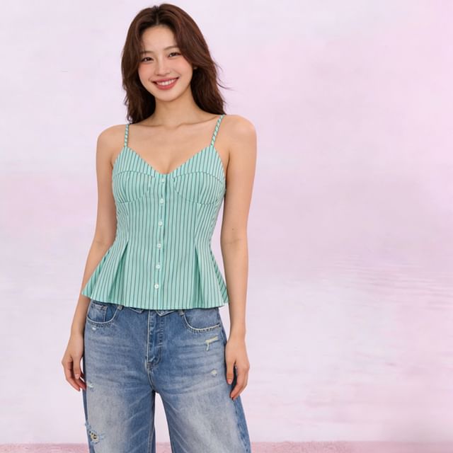 Pinstripe V-Neck Camisole Top
