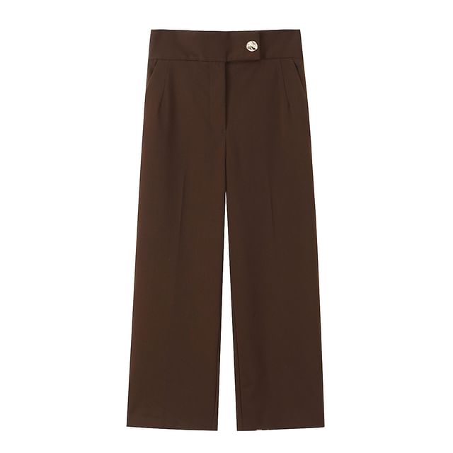 Asymmetrical Plain Sleeveless Top & Wide Leg Pants