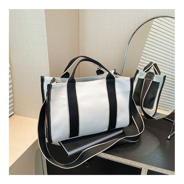 Two Tone Textile Crossbody Bag