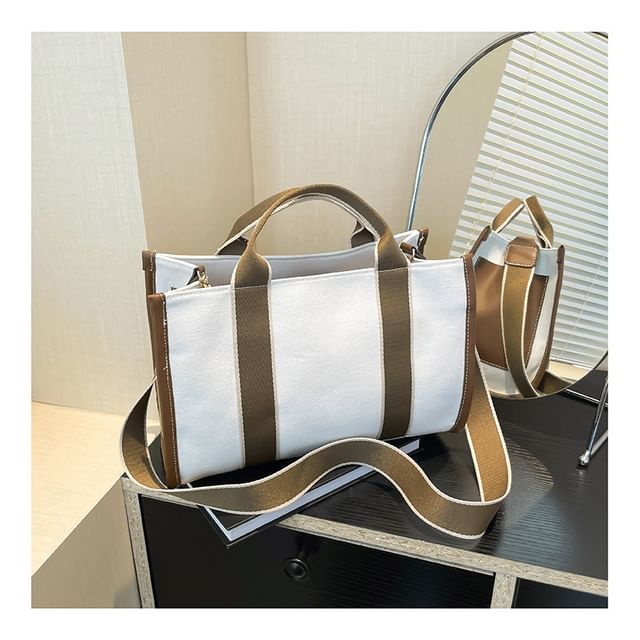 Two Tone Textile Crossbody Bag
