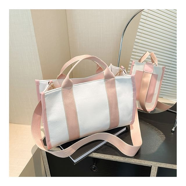 Two Tone Textile Crossbody Bag