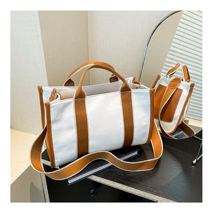 Two Tone Textile Crossbody Bag
