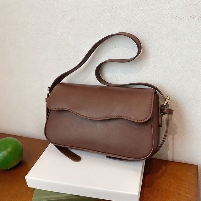 Faux Leather Flap Shoulder Bag