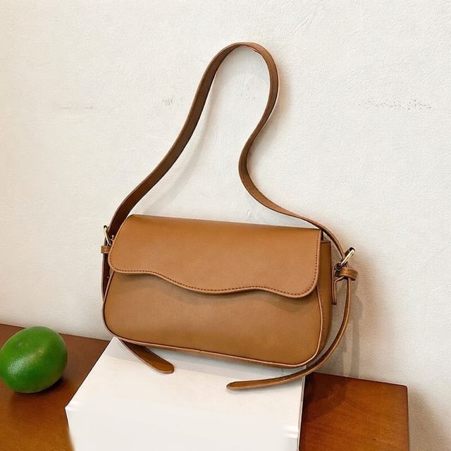 Faux Leather Flap Shoulder Bag