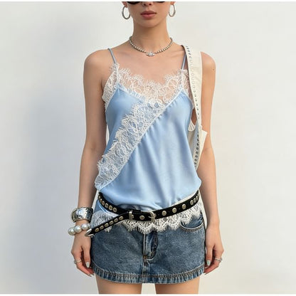 V-Neck Lace Panel Camisole Top