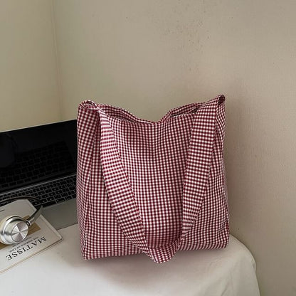Plaid Fabric Tote Bag