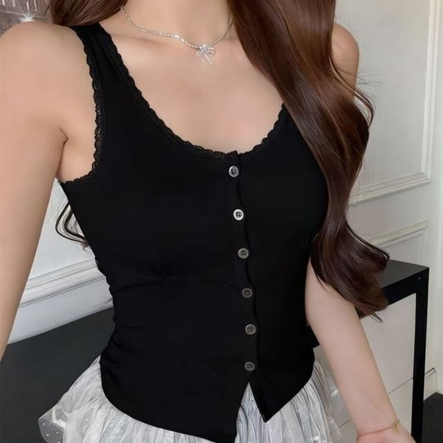 Strapless U-Neck Buttoned Minimalist Crop Shirt