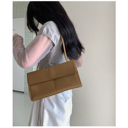 Structured Faux Leather Shoulder Bag