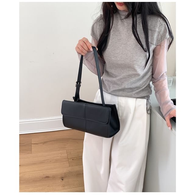 Structured Faux Leather Shoulder Bag