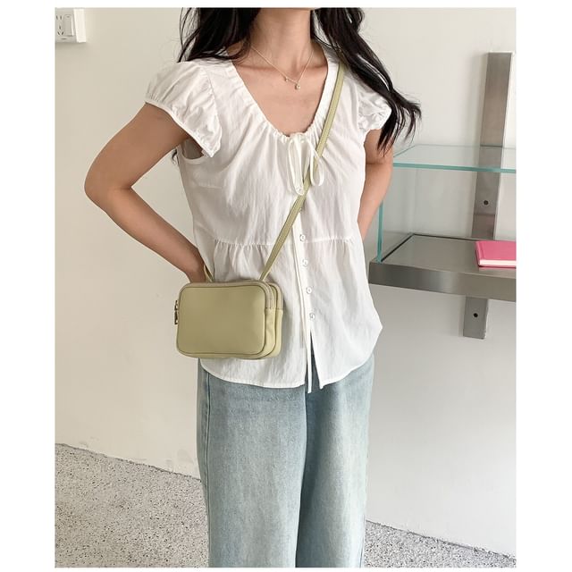 Plain Boxy Faux Leather Shoulder Bag
