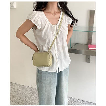 Plain Boxy Faux Leather Shoulder Bag