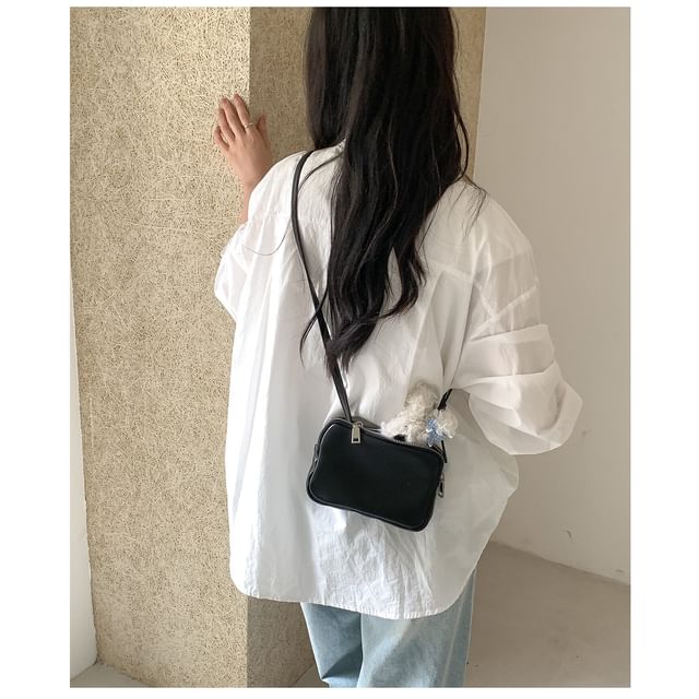 Plain Boxy Faux Leather Shoulder Bag