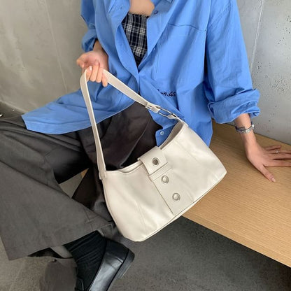 Grommet Faux Leather Shoulder Bag