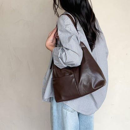Side Panel Faux Leather Hobo Bag