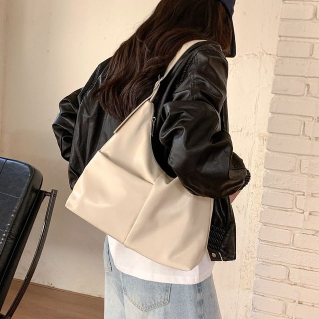 Side Panel Faux Leather Hobo Bag