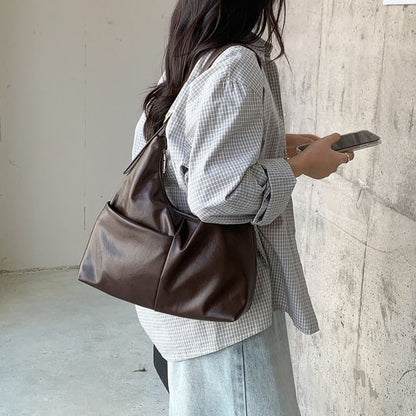 Side Panel Faux Leather Hobo Bag