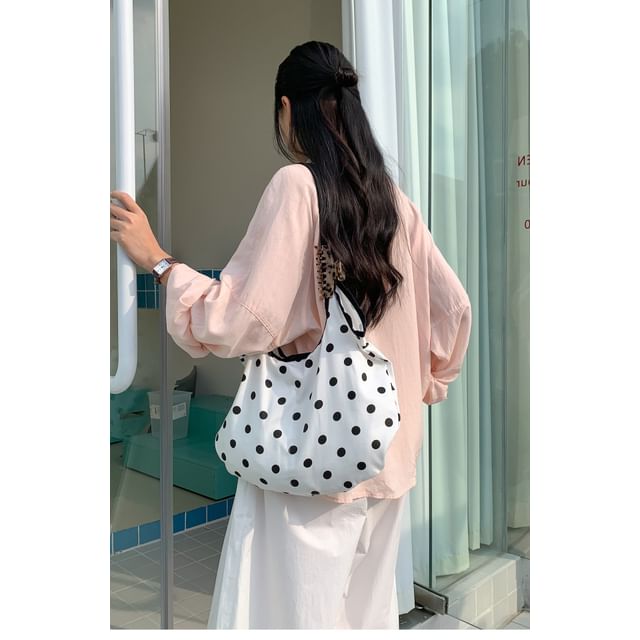 Polka Dot Fabric Tote Shoulder Bag