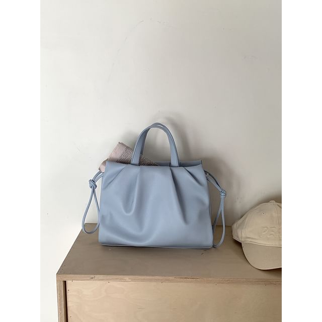 Shirred Faux Leather Handbag
