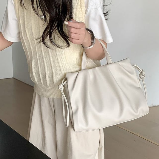 Shirred Faux Leather Handbag