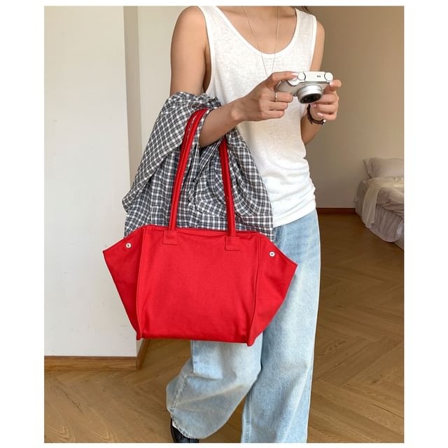 Plain Structured Tote Shoulder Bag