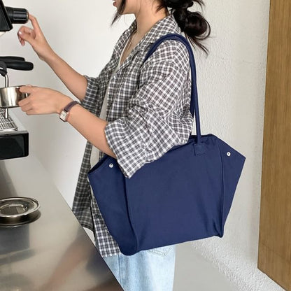 Plain Structured Tote Shoulder Bag