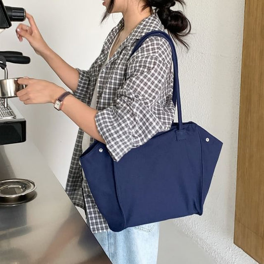 Plain Structured Tote Shoulder Bag