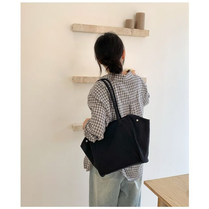 Plain Structured Tote Shoulder Bag