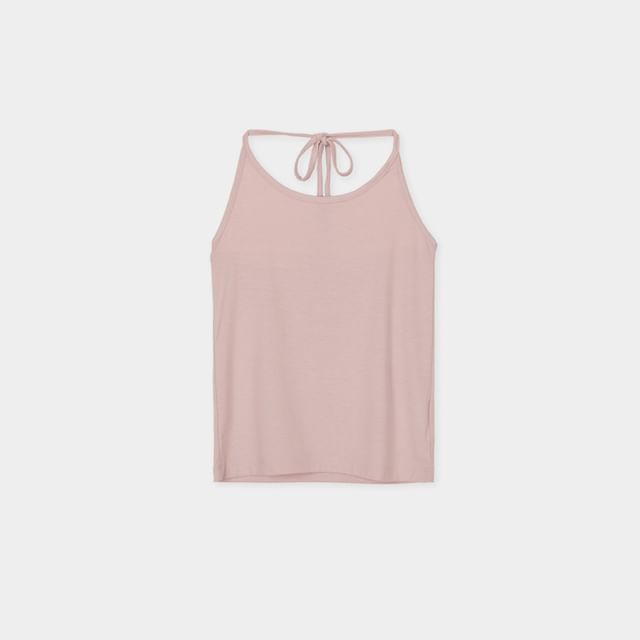 Long-Sleeve V-Neck Ruched Halter Tee
