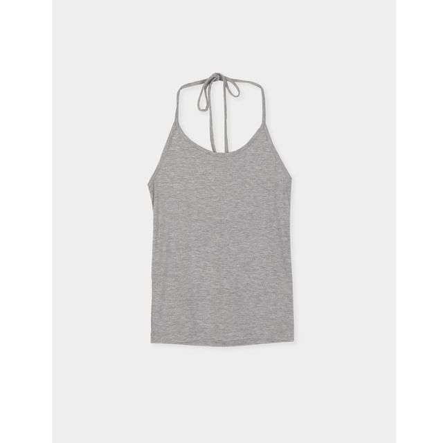 Long-Sleeve V-Neck Ruched Halter Tee