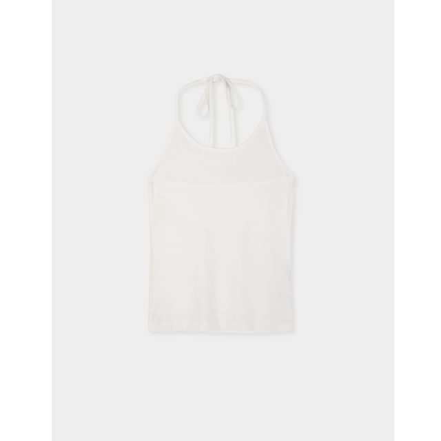Long-Sleeve V-Neck Ruched Halter Tee
