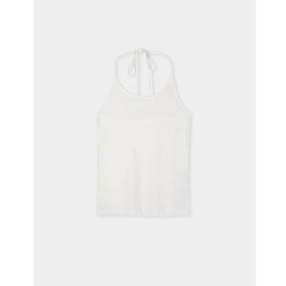 Long-Sleeve V-Neck Ruched Halter Tee