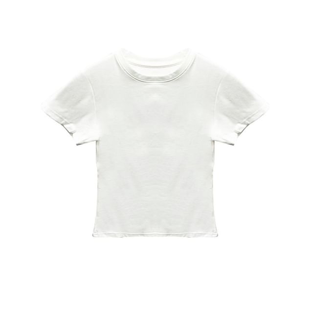Short Sleeve Round Collar Minimalist Fitted Tee