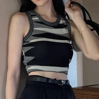 U-Neck Cropped Knit Tank
