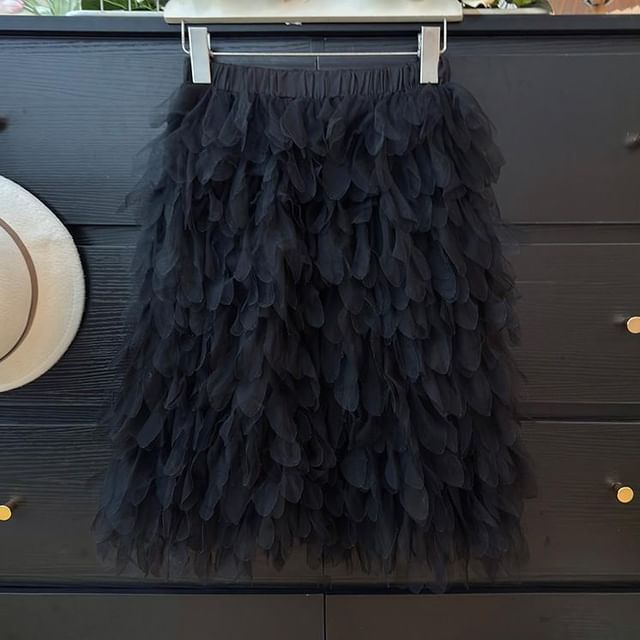 Tiered Mesh Mini Skirt - Altfashion Shop