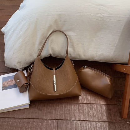Two Tone Faux Leather Shoulder Bag