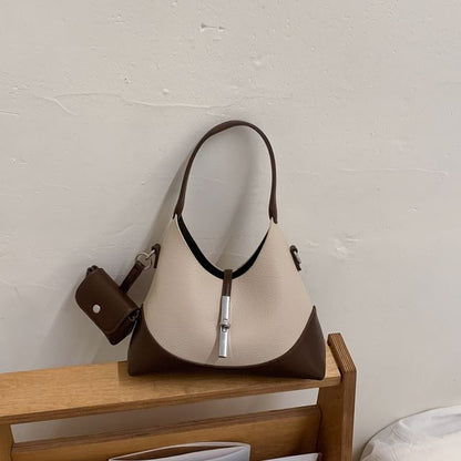 Two Tone Faux Leather Shoulder Bag