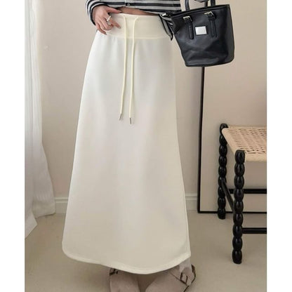Drawstring Maxi A-Line Skirt - Altfashion Shop